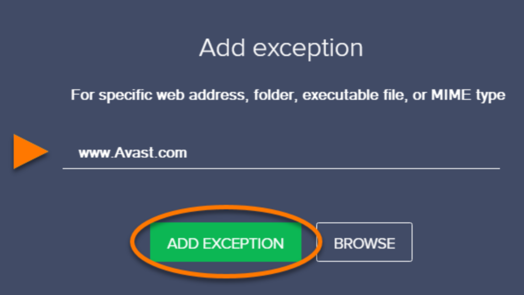 add url to avast exception
