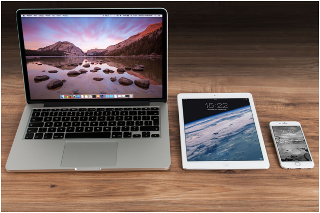 A Macbook, an iPad, and an iPhone