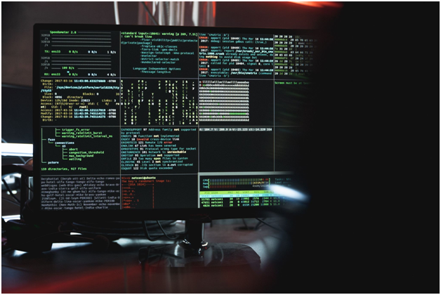 Close-up of a system hacking in a monitor