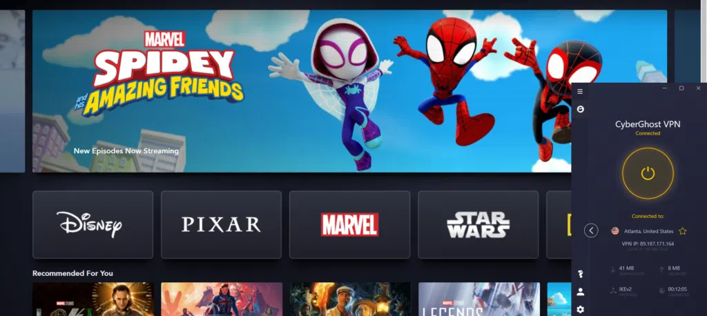 Accessing Disney+ Home Page With CyberGhost VPN