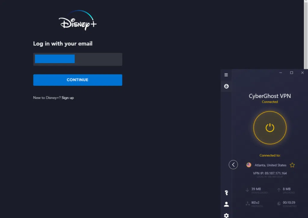 Disney+ log in with CyberGhost VPN