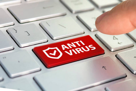 A person pressing the antivirus