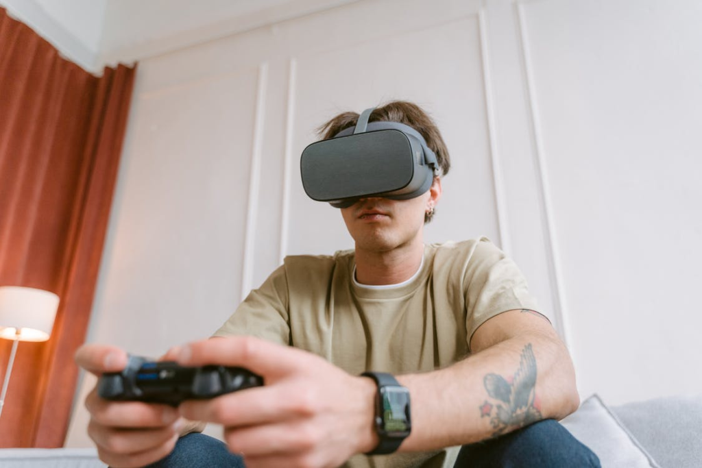 A VR game player