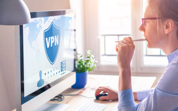 A woman using VPN on her computer