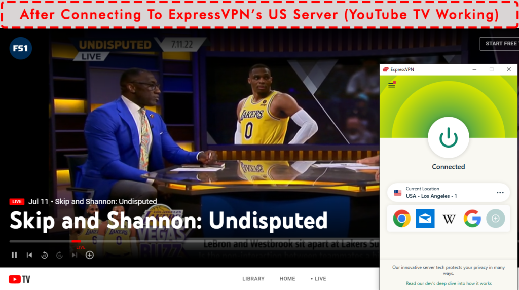 YouTube TV With ExpressVPN Connected