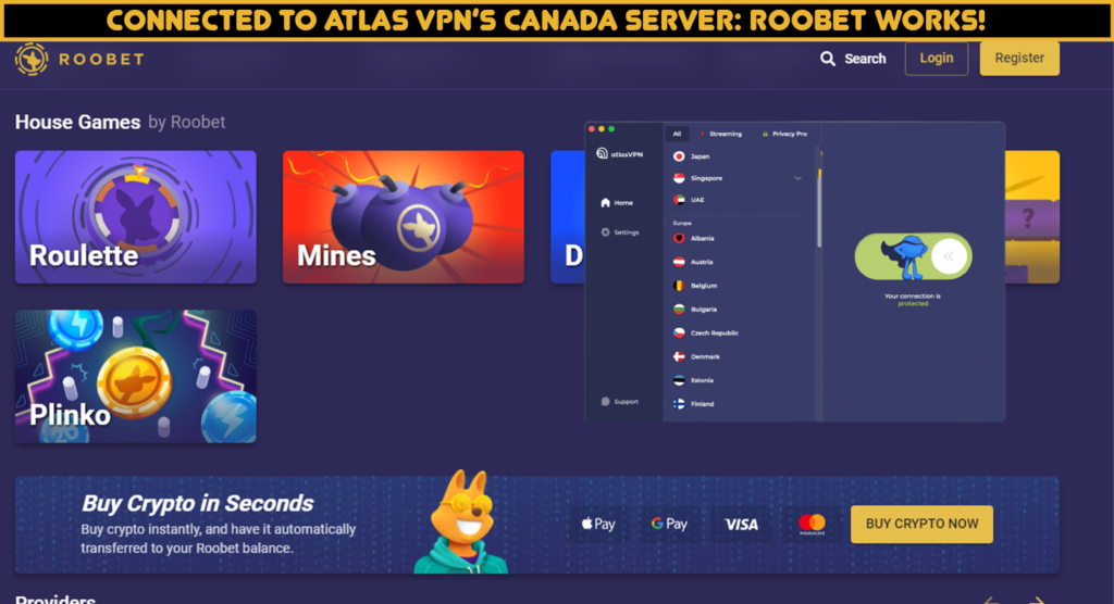 Atlas VPN for online gambling