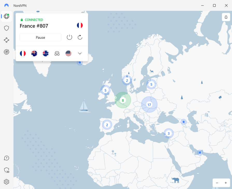 Connect to a NordVPN server in France