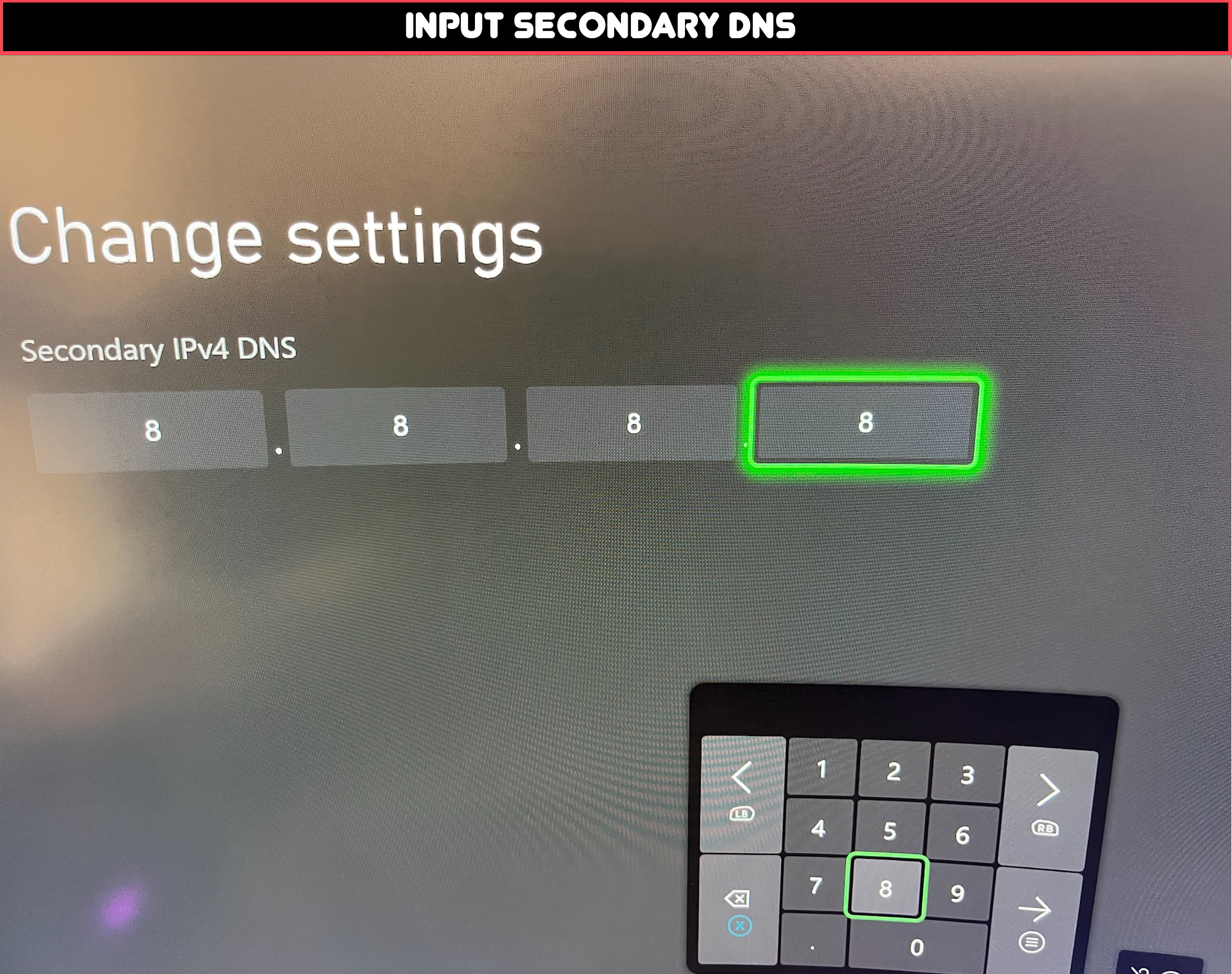 Xbox DNS Settings: Secondary DNS