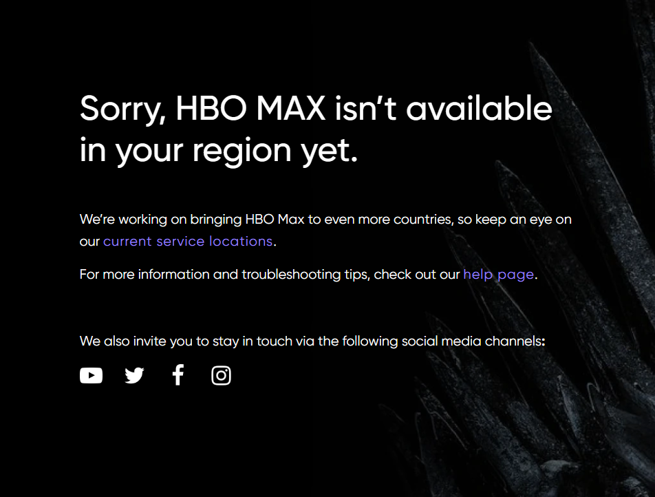 HBO Max Geo Block Error