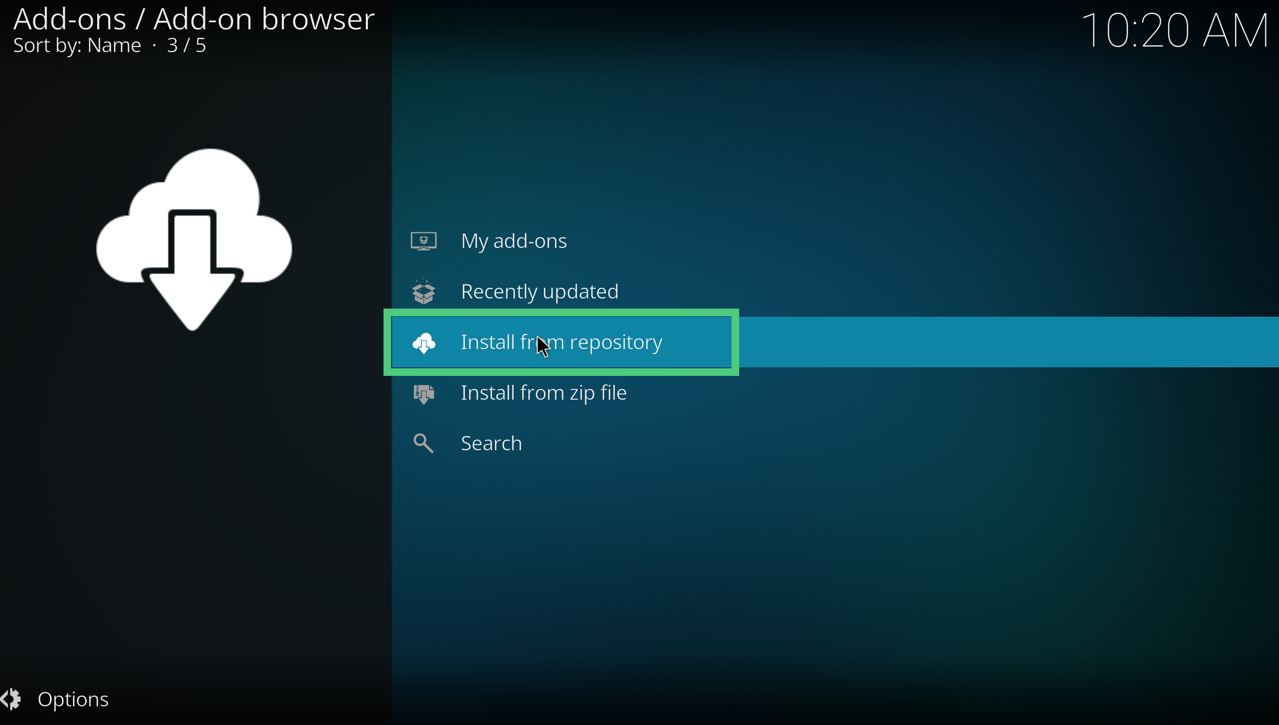 A screenshot showing how to install the Netflix video add-on in Kodi
