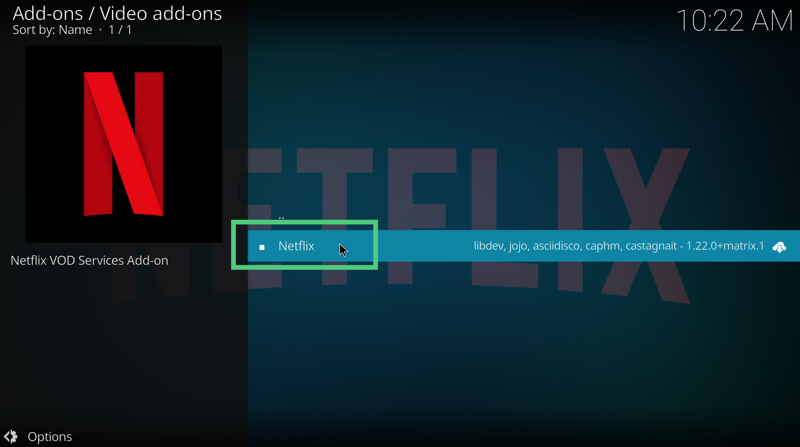 A screenshot showing how to install the Netflix video add-on in Kodi 4