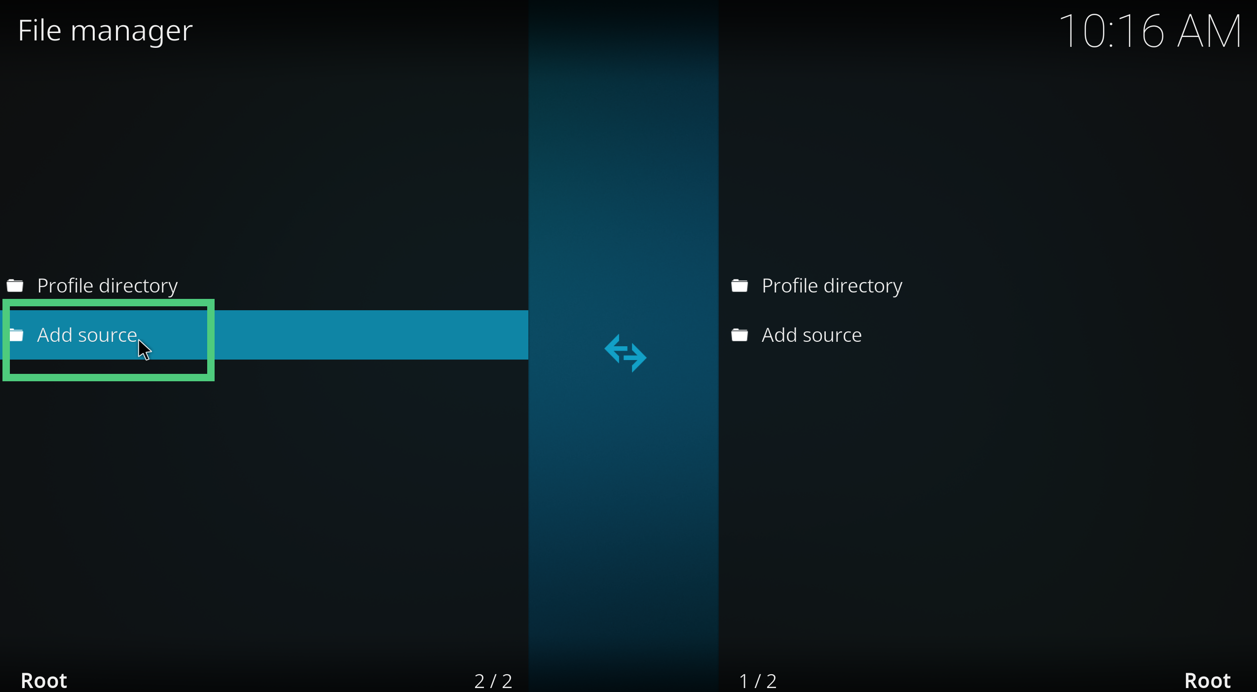 A screenshot showing how to add source in Kodi file manager