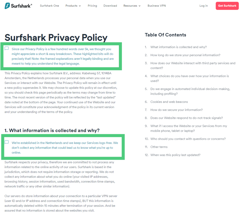Surfshark Review: Privacy Policy