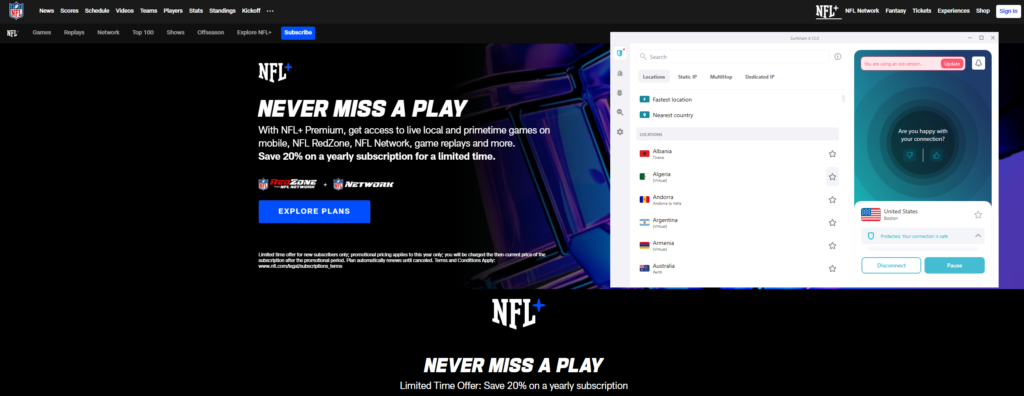 Surfshark: Can I Watch NFL Game Pass Outside US?