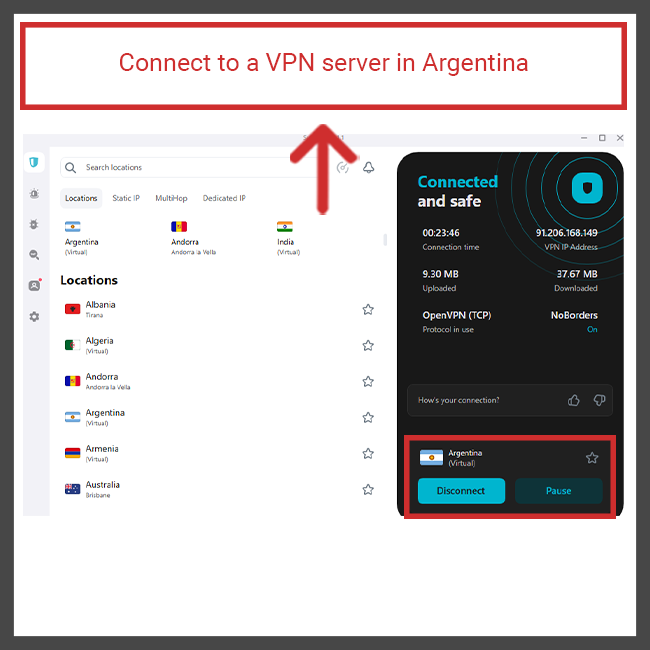 NBA League Pass Argentina - Connect to VPN.