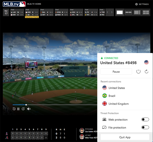 NordVPN Works with MLB TV