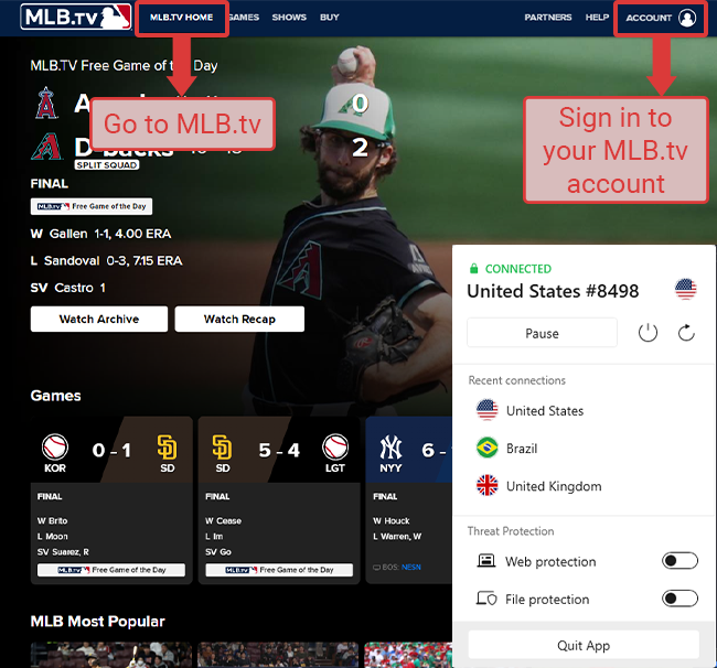 Step 3 - Access the MLB Streaming Service